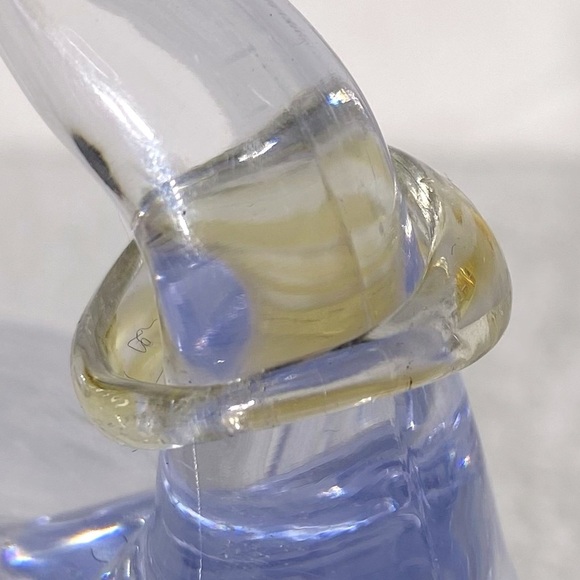 Vintage Art Glass Handmade Yellow White Band Ring - Picture 4 of 13